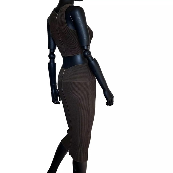 NWT Ronny Kobo Megan Rib Knit Cutout  Midi Bodycon Dress  Stretch  XS Sa… - Picture 8 of 14